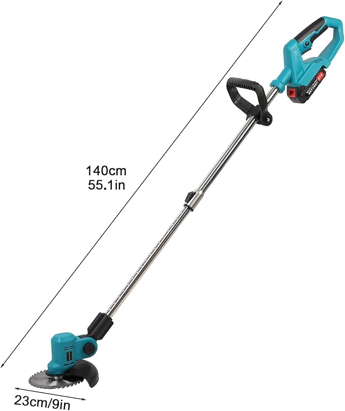 Cordless String Trimmer with Fast Charger, 2 X 2.1Ah Battery Powered Weed Wacker with Auto Line Feed, 21V Weed Eater, Lawn Edger, Cordless Grass Trimmer/Wheel Edger/Mini-Mower/Brush Cutter (Blue A)
