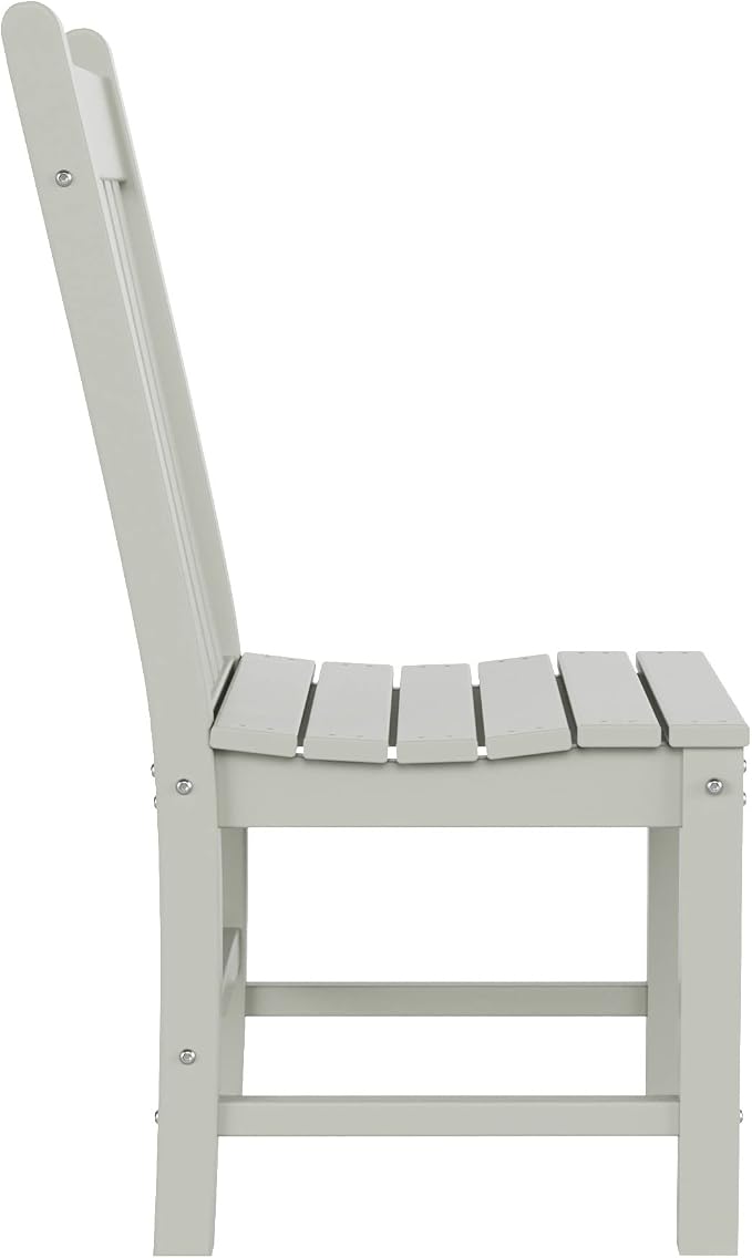 WestinTrends Malibu 6 Piece Outdoor Dining Set with Bench, All Weather Poly Lumber Patio Table and Chairs Set, 71" Trestle Dining Table with Umbrella Hole, 5 Patio Chairs with Bench, Sand
