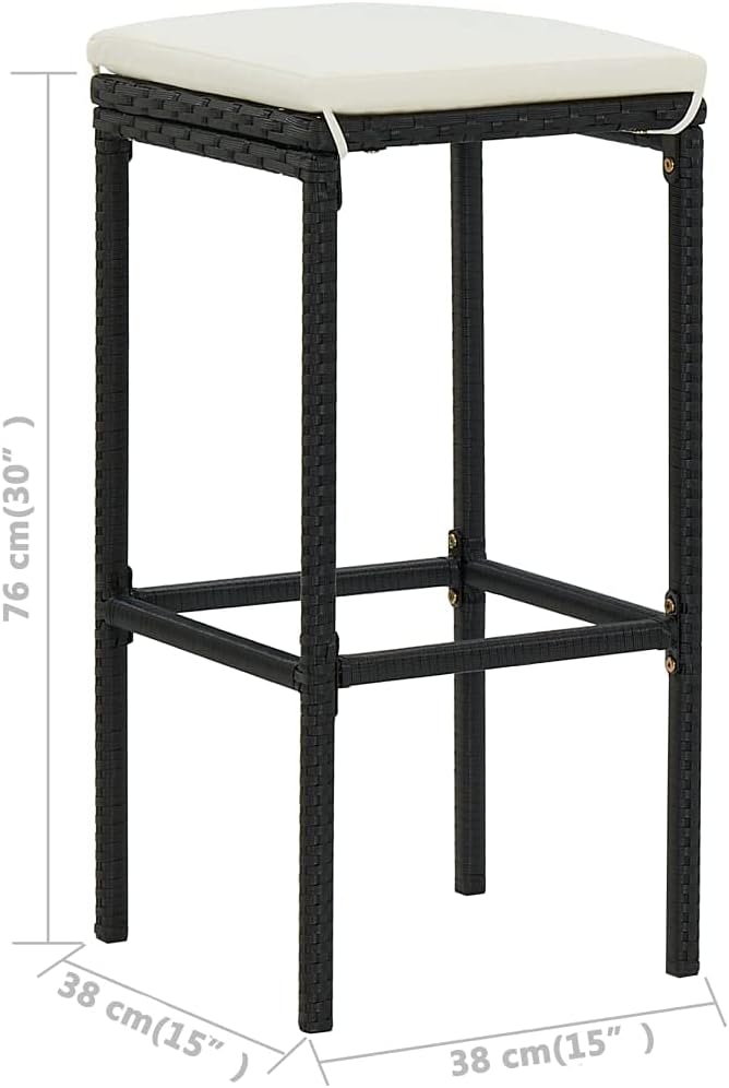 Patio Bar Set with Cushions,Garden Table and Chairs Sets,Garden Conversation Sets, Outdoor Patio Furniture,for Patio,Backyard,Garden,3 Piece Black