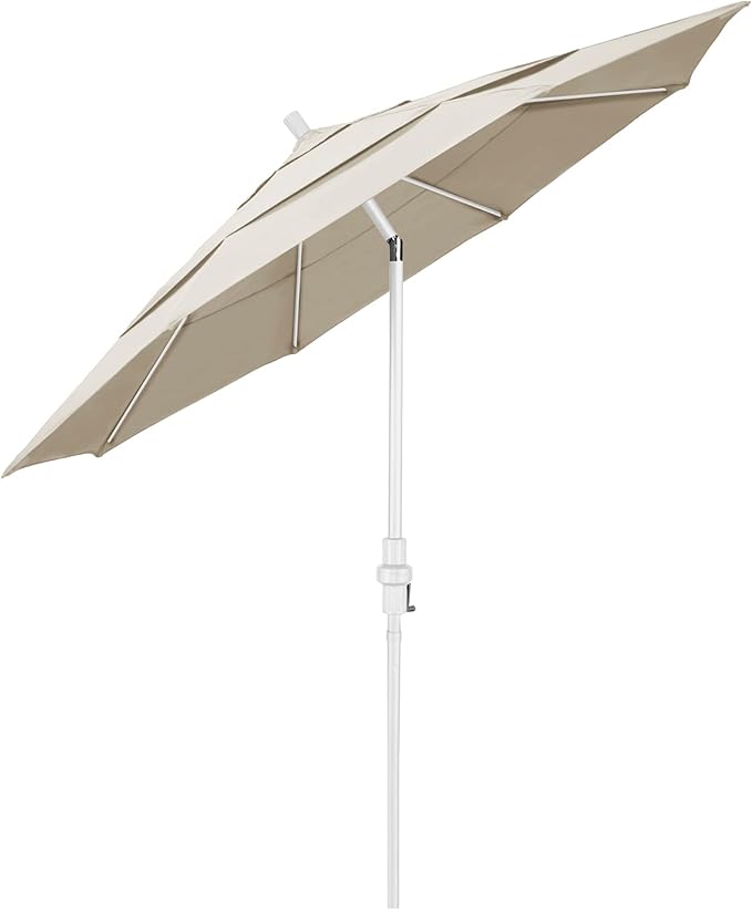 California Umbrella 11' Rd. Fiberglass Rib Patio Umbrella, Crank Lift, Collar Tilt, White Pole, Canvas (GSCUF118170-SA53-DWV)