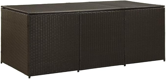 Large Garden Storage Box, Rectangular Outdoor Storage Chest with Weather-Resistant PE Rattan and Powder-Coated Steel Frame, Ample Space for Cushions Blankets Tools, Modern