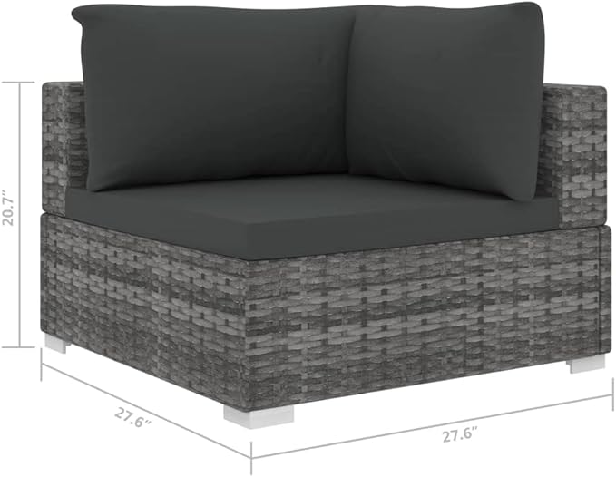 6 Piece Patio Lounge Set with Cushions, Outdoor Dining Sets Front Porch Furniture Patio Conversation Set Outdoor Sofa Sets for Piazza Negotiation Area Poolside Garden Poly Rattan Gray