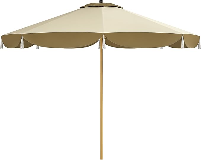 Outsunny 9FT Patio Umbrella, UPF 50+ Outdoor Market Umbrella with 8 Ribs, Vented Outdoor Table Umbrella for Deck, Backyard and Lawn