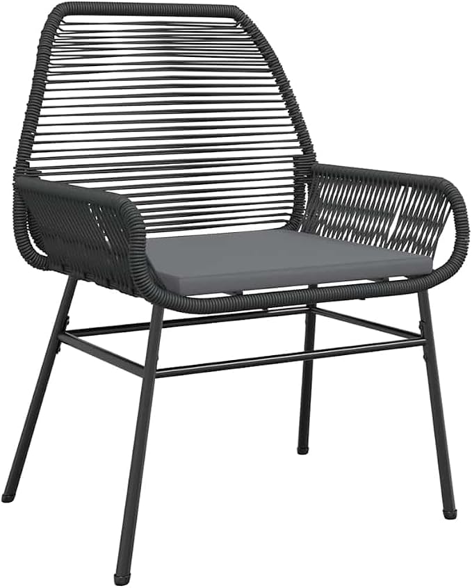3 pcs Set Patio Dining Set & Bistro Set Black PE Rattan Garden Dining Set Outdoor Dining Set for Lawn Backyard Front Porch 31.5 x 31.5 x 29.1 in