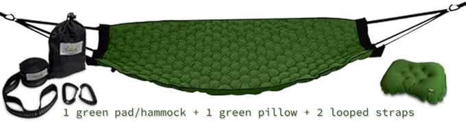 Hammaka Pammock Sleeping Pad That Converts Into an Inflatable Hammock with Inflatable Pillow and Hammock Straps