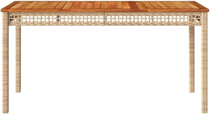 Patio Table & Picnic Table Beige PE Rattan Outdoor Table Poolside Table for Patio Garden Backyard 55.1 x 31.5 x 29.5 in