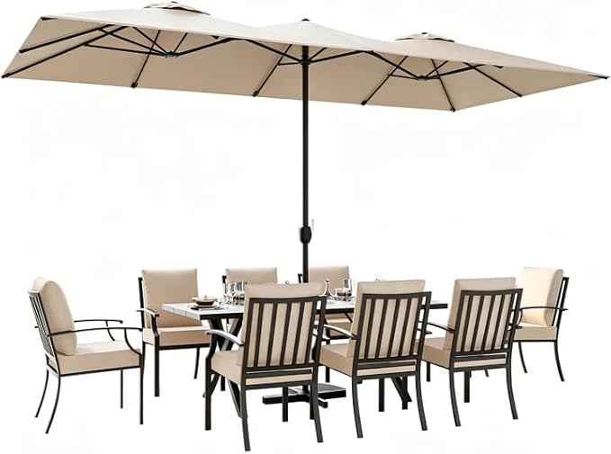 ALAULM 14FT Waterproof Patio Umbrella Outdoor Reversible Rectangular Large Market Umbrella