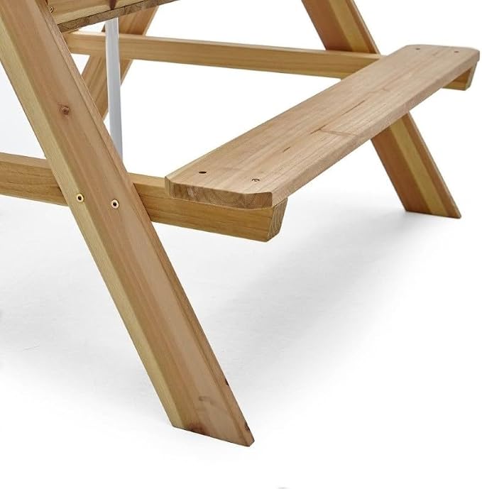 Plum® Wooden Kids Picnic Table - Outdoor Toddler Activity Table and Chair Set with Removable & Adjustable Umbrella, Built-in Bench, Backyard Furniture, Durable, Weatherproof, Easy to Clean, Ages 2+