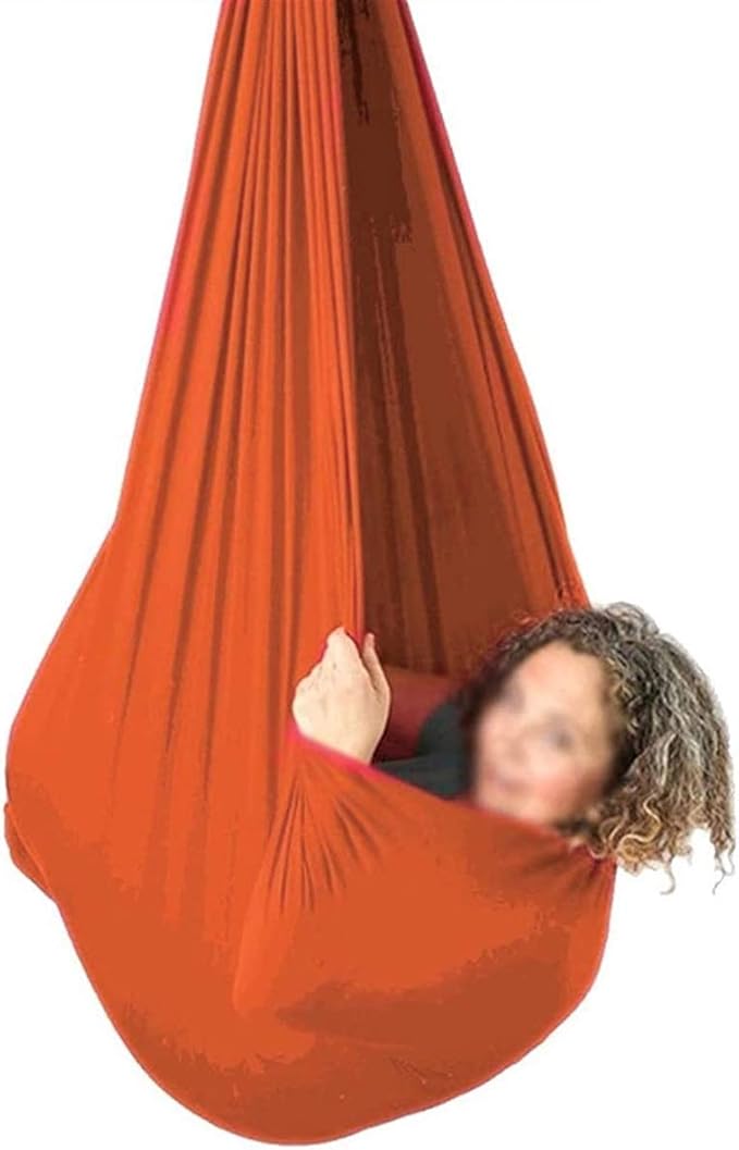 Elastic Nylon Therapy Swing Indoor Hammock Cuddle Sensory Needs Kids Hanging Seat for Child and Teens Autism ADHD ADD Up to 440lbs (Color : Orange, Size : 100 x 280 cm)