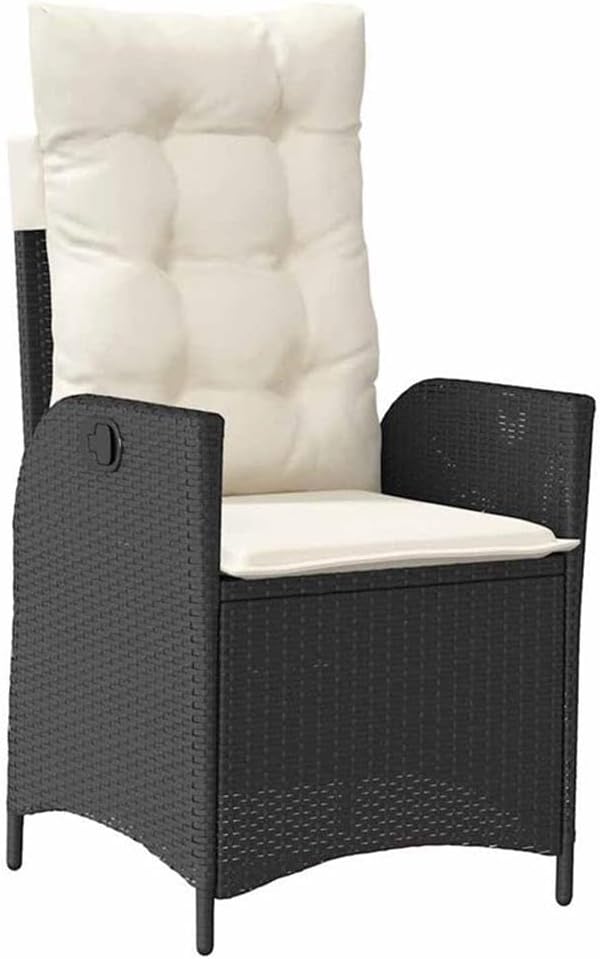 Afuera Living 7-Piece Poly Rattan Patio Dining Set with Cushions, Black Finish, Sleek Glass Tabletop, Modern Outdoor Furniture, Durable Steel Frame, Seating for 6, Garden or Backyard Use