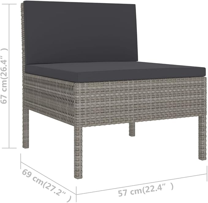 Patio Lounge Set with Cushions,Outdoor Patio Furniture,Outdoor Chat Conversation Set,Garden Furniture Sets,for Patio,Backyard,Garden,Outdoor,6 Piece Poly Rattan Gray