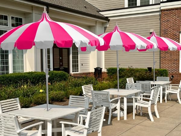 8Ft Patio Pagoda Umbrella, UV Protect Pool Umbrellas with Heavy Duty Pole, Outdoor Market Umbrella for Holiday Garden Backyard