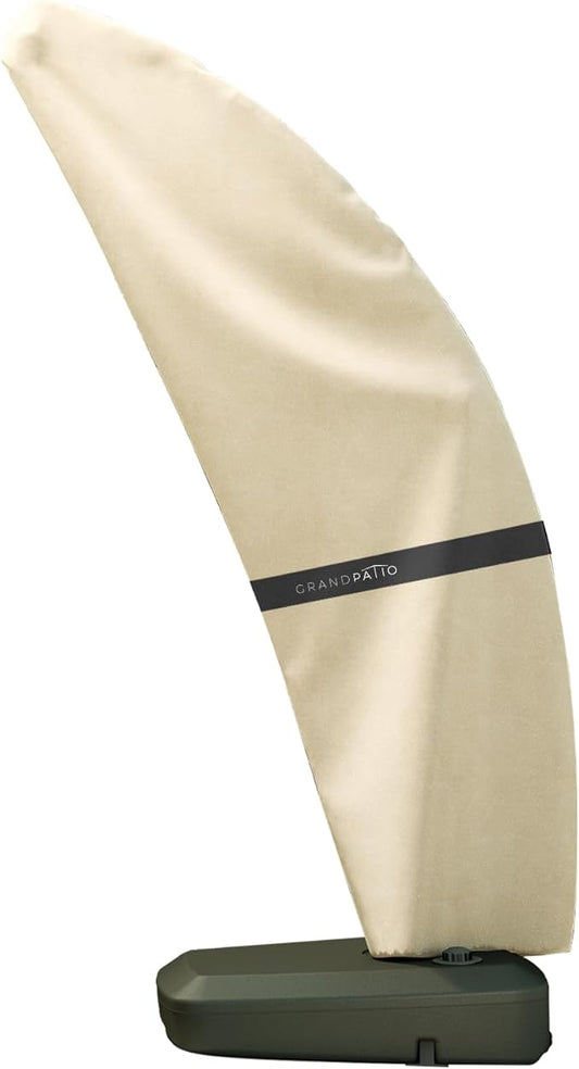 Grand Patio Deluxe Patio Umbrella Cover for 10×13 FT Offset Umbrella with Curved Cantilever and Straight Pole, Waterproof Cantilever Umbrella Cover with Zipper, Weather-resistant, Beige