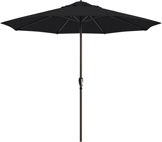 California Umbrella 12-Year Protection 9-Ft Outdoor Patio Umbrella, Sunbrella Fade-Resistant Fabric, Auto-Tilt, Heavy Duty Aluminum Frame, 8 Reinforced Ribs for Pool or Deck, Bronze Pole, Black