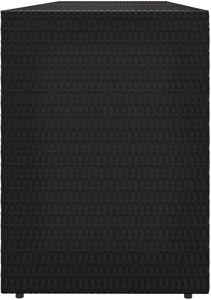 Black Modern Outdoor Garden Storage Cabinet Deck Box 78" x 31.5" x 21.9" Poly Rattan & Steel
