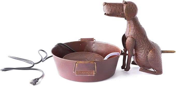 Park Hill Collection Best Friend Dog Fountain Spitter with Pump is Great Decor for Patio, Deck and Home, Folk Art Inspired Metalwork, 23x13x13.25 Inches