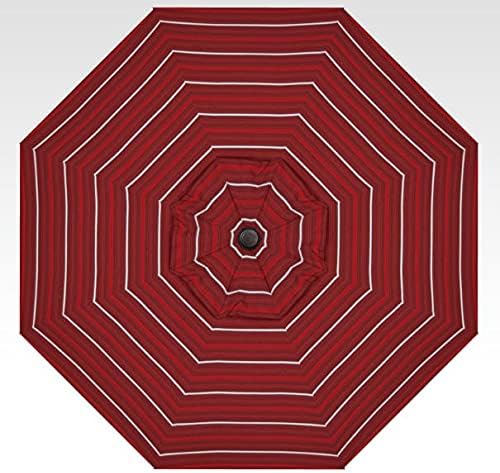 Treasure Garden 9ft Patio Umbrella – Outdoor Market Umbrella - Deluxe Auto-Tilt – Black Aluminum Frame with Kevlar Lift Cord (Outdurra, Harper Crimson Stripe)