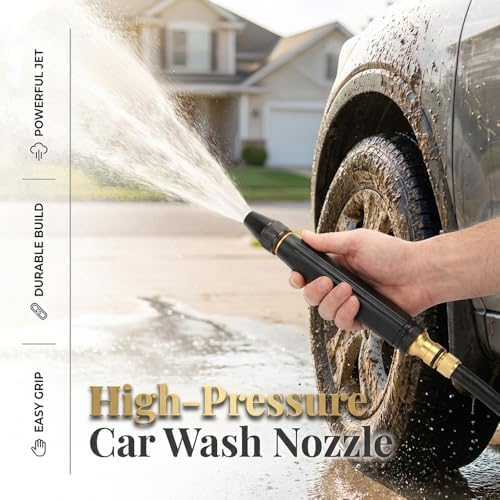 Home High-Pressure Car Wash Water Gun with Booster Nozzle and Hose, Adjustable Nozzle, High-Strength Aluminum Alloy Core for Watering Plants and Vegetables, and Car Washing (1PCS)