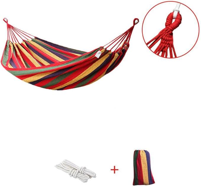 k&klacosta Hammock Outdoor Cotton Hammock Multi Load Capacity Portable Hammock Up to 450lbs with Carry Bag for Patio Garden Camping Red Yellow Stripes