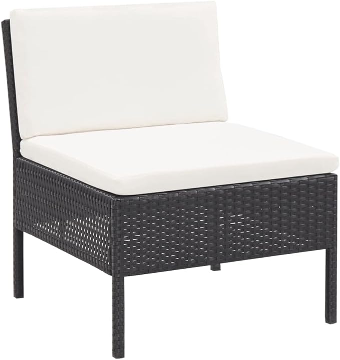 Patio Lounge Set with Cushions,Outdoor Furniture,Outdoor Furniture Sets,Patio Conversation Sets,for Garden,Deck,Backyard,6 Piece Poly Rattan Black