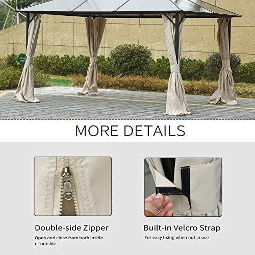 Outsunny 10' x 12' Universal Gazebo Sidewall Set with Panels, Hooks and C-Rings Included for Pergolas and Cabanas, Dark Brown