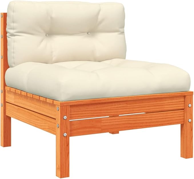 5 Piece Patio Sofa Set with Cushions, Sectional Sofa Patio Conversation Set Porch Furniture Set Front Porch Furniture for Piazza Poolside Garden Negotiation Area Wax Brown Solid Wood Pine