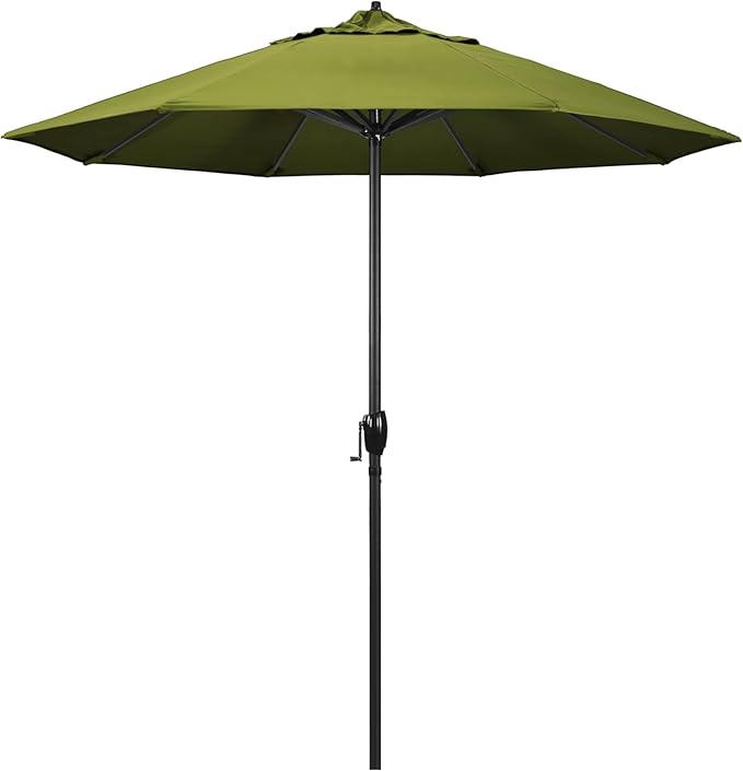 California Umbrella 7.5' Rd Aluminum Patio Umbrella, Crank Lift, Auto Tilt, Black Finish, Kiwi