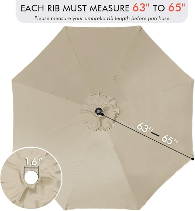 ontheway 11FT Patio Umbrella Enhanced Replacement Canopy Market Table 8 Ribs Umbrella Canopy