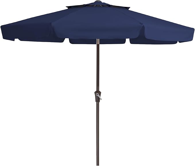 JEAREY 9' 2-Tiers Patio Umbrellas Outdoor Market Table Umbrella w/Push Button Tilt/Crank, 8 Sturdy Ribs, UV Protection Waterproof Sunproof(Navy Blue)