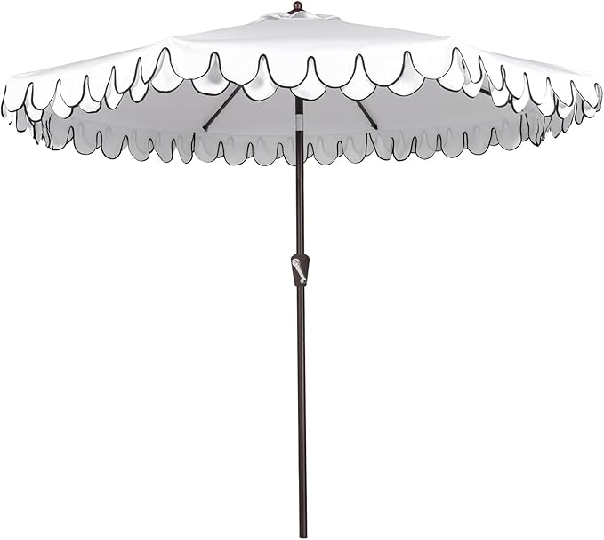 9Ft Elegant Valance Patio Umbrella, Outdoor Umbrellas for Patio with Auto-Tilt and Crank Systerm, Table Umbrella for Outdoors, Poolside,Beach, Backyard