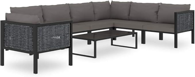 Patio Lounge Set with Cushions,Outdoor Furniture,Outdoor Furniture Sets,Patio Conversation Sets,for Garden,Deck,Backyard,8 Piece Poly Rattan Anthracite