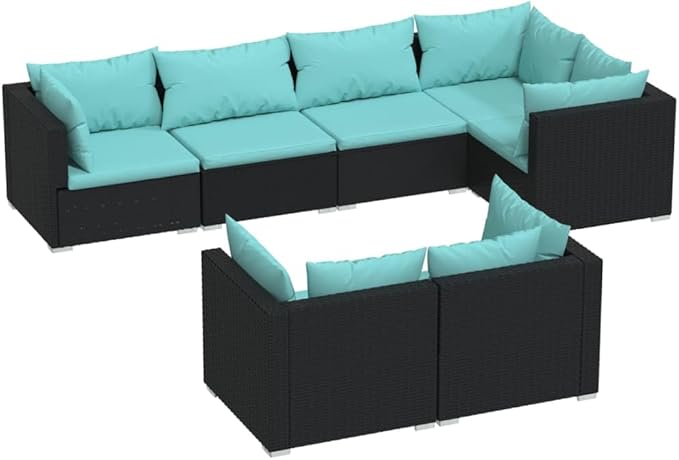 Patio Lounge Set with Cushions,Conversation Patio Furniture Porch Furniture Sets Garden Furniture Suitable for Patio, Deck, Front Porch, Poolside or Balcony Black Poly Rattan