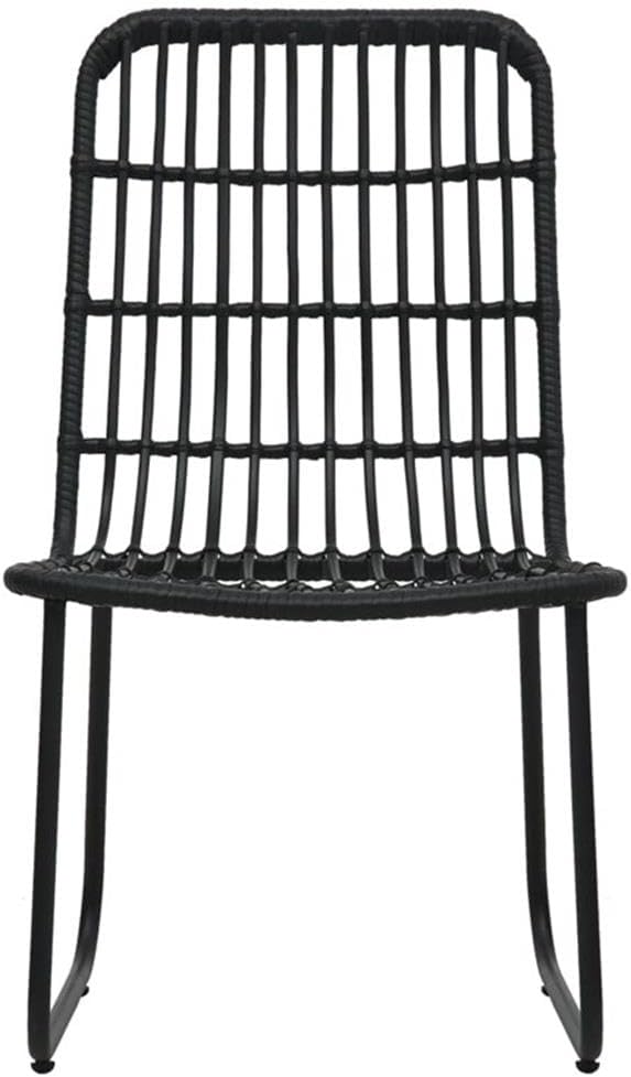 Afuera Living 5-Piece Outdoor Patio Dining Set, Black Poly Rattan, Large Stackable Design, Glass Tabletop, Powder-Coated Steel Frame, Comfortable High-Back Chairs, Weather-Resistant Garden or Deck