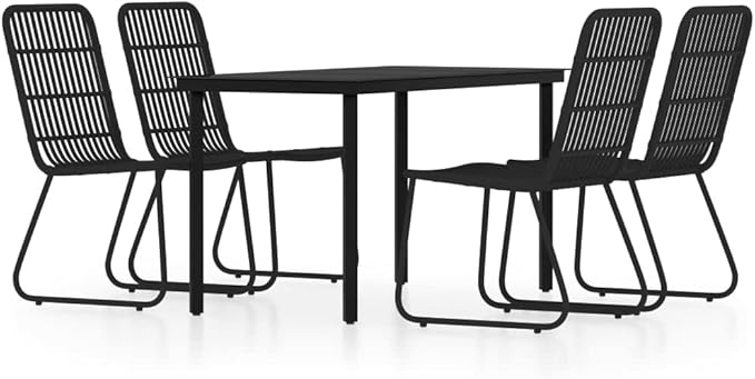 Backyard Furniture Patio Conversation Sets Outdoor Seating 5 Piece Patio Dining Set Black Suitable for Swimming Pool, Courtyard, Garden
