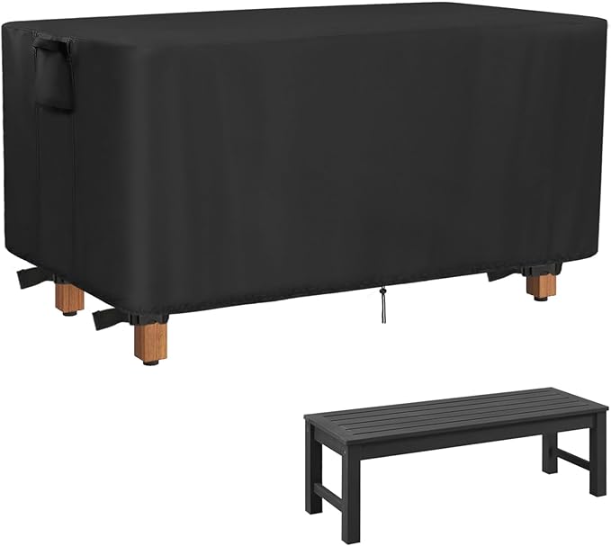 Outdoor Bench Cover for Backless Benches, 48 Inch Patio Bench Covers Waterproof Heavy Duty for Entryway Bench/Garden Benches, Black-48x16x15in
