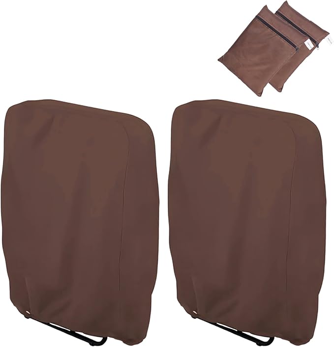 Outdoor Folding Chair Covers 2PCS, Uranshin Zero Gravity Chair Cover 28"W x 13"D x 43"H, Waterproof 210D Oxford Funiture Cover with Storage Bag, Patio Chair Cover for All weather (Brown)