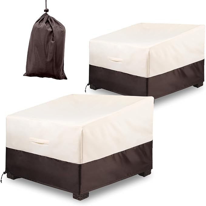 Outdoor Chair Covers 2 Pack, ALSTER Patio Chair Covers(35" L x 40" W x 33" H), Upgraded Oxford Durable and Waterproof Beige Furniture Covers for Lounge Deep Seat, Rain Snow Dust Wind-Proof