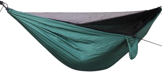 Portable Hammock Stand,hammock Frame,Elasticated, Automatic Quick-open, Ultra-light Nylon, with Mosquito Net Hammock, Suitable for Travelling and Camping(Dark Green)
