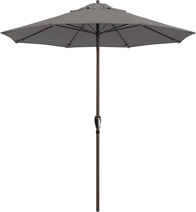 California Umbrella 10-Year Protection 7.5 Ft Outdoor Patio Umbrella, Pacifica Fade-Resistant Fabric, Auto-Tilt, Heavy Duty Aluminum Frame, 8 Reinforced Ribs for Pool or Deck, Bronze Pole, Taupe