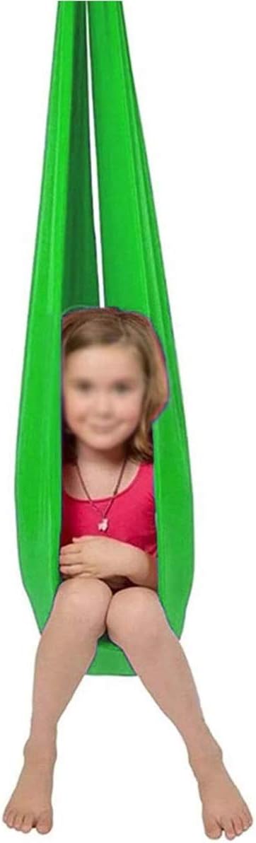 Children's Therapy Sensory Hug Swing Home Hammock for Child Autism ADHD Elastic Wrapped Stable Hanging Chair Up to 440lbs (Color : Grass Green, Size : 150 x 280 cm)