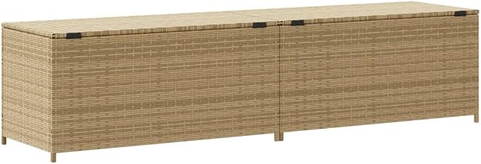 Wicker Outdoor Deck Box, Outdoor Garden Storage Box with Lid, PE Rattan Storage Container for Pillows, Cushions, Gardening Tools, 78.7"x19.7"x22.8" Mix Beige