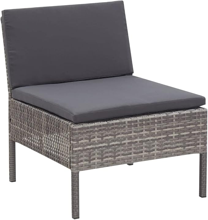Patio Lounge Set with Cushions,Outdoor Furniture,Outdoor Furniture Sets,Patio Conversation Sets,for Garden,Deck,Backyard,6 Piece Poly Rattan Gray