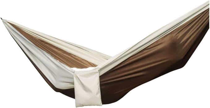 Polyester Hammock with Small Storage Bag Portable Tree Hanging Type Load-Bearing Outdoor Camping Hammock(Brown-Gray)