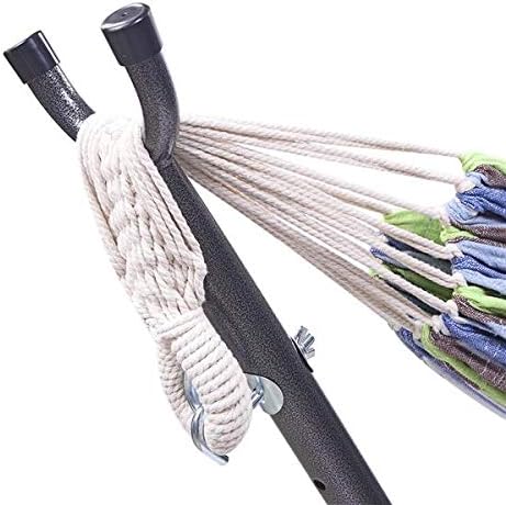 Hammock Set (Hammock Frame Small Color Bar) Natural Rope (Green Strip)