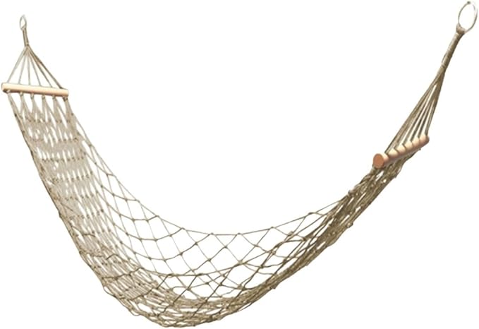 Portable Nylon Rope Hammock with Wooden Sticks On Both Sides for Outdoor Travel Portable Tree Hanging Installation Hammock Comfortable