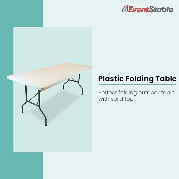 EventStable TitanPRO Plastic Folding Table - Sturdy Outdoor Folding Table - Lightweight Fold Up Table for Weddings Cocktail Parties patios - 8' x 30'' - 10 Pack