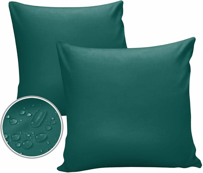 Outdoor Waterproof Throw Pillow Covers Set of 2 Aventurine Green Pillowcases 24x24 Inches Simple Style Patio Decorative Pillows Cushion Case Patio Pillows for Couch Bed Chair Garden