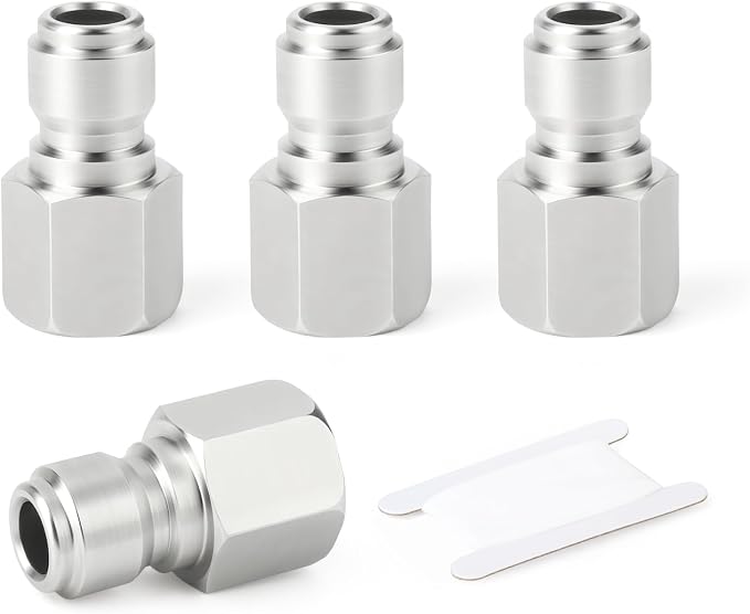 TAISHER 4PCS 304 Stainless Steel 1/4" Female NPT High Pressure Washer Quick Connect Plug for Pressure Washing Gun Hose Accessories