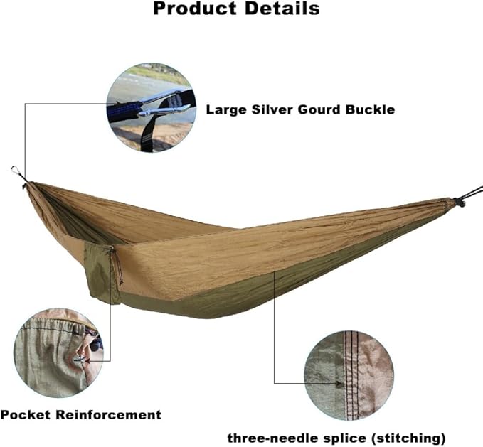 Portable Hammock,garden Hammocks,210T Nylon (parachute), Can Hold Up to 250kg, Tear-resistant, Suitable for Camping, Outdoor and Garden Scenarios.(Blue)
