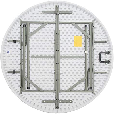 PRO&Family 48" Round Heavy Duty Granite White Plastic Bi-Folding Table Perfect for Indoor, Outdoor, Wedding, Restaurant, School, Hospital, Backyard, Garden, Office